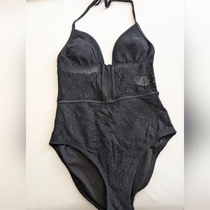Black Lace One-Piece Swimsuit